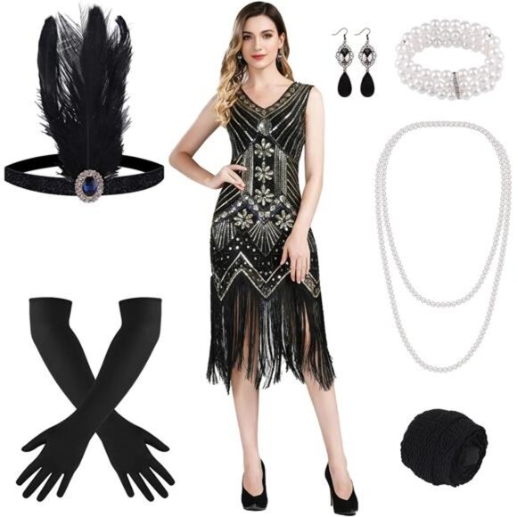 princess polly baby blue dress Black Flapper Dress | Black 1920s Dress main image 0
